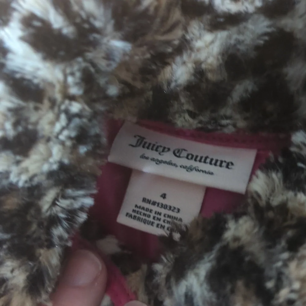 Juicy Couture Faux Fur Cheetah Leopard Print Button Up Jacket